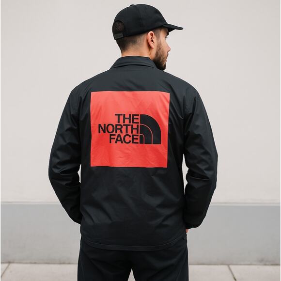 THE NORTH FACE Limited Edition Coaches Shirt Jacket Nylon Black Red Sz L {Y41} - Picture 1 of 7